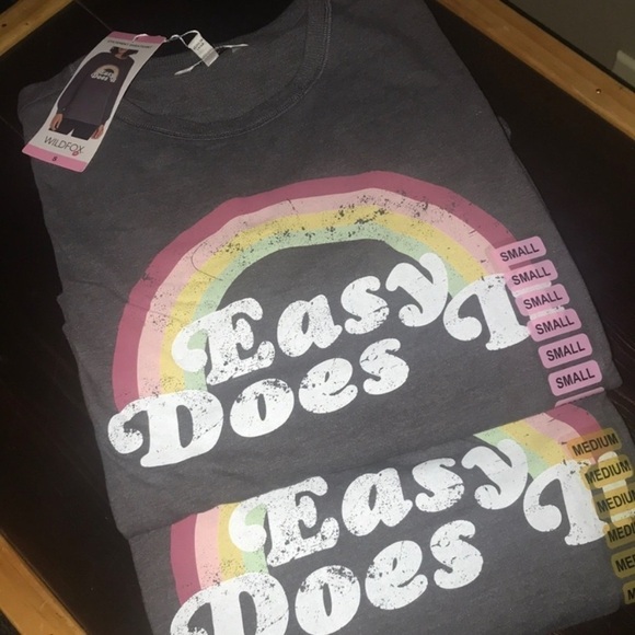 Wildfox EASY DOES IT Rainbow Crew Neck Top Shirt Cozy Soft Lounge Bohemian - Picture 3 of 14